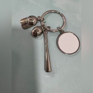 Silver Baseball Photo Keychain with Charms